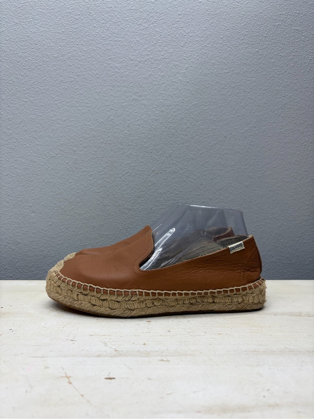 Soludo Brown Leather Espadrilles Size 7.5